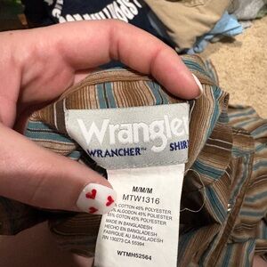 Wrangler Brown and Blue Striped Shirt